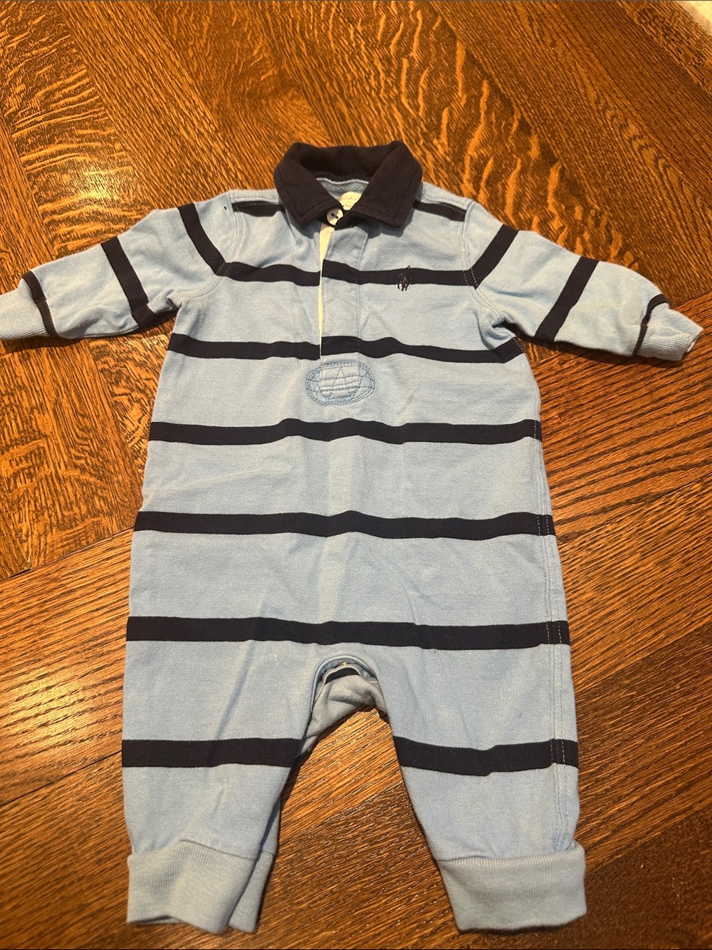 Ralph Lauren Light Blue with Navy Stripes Polo One-Piece